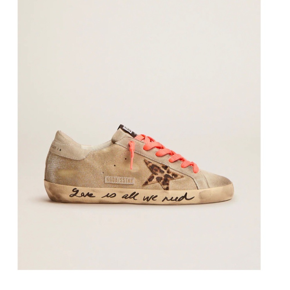 BRAND NEW Golden Goose Super Star size 36 Gold w/ orange laces and leopard star